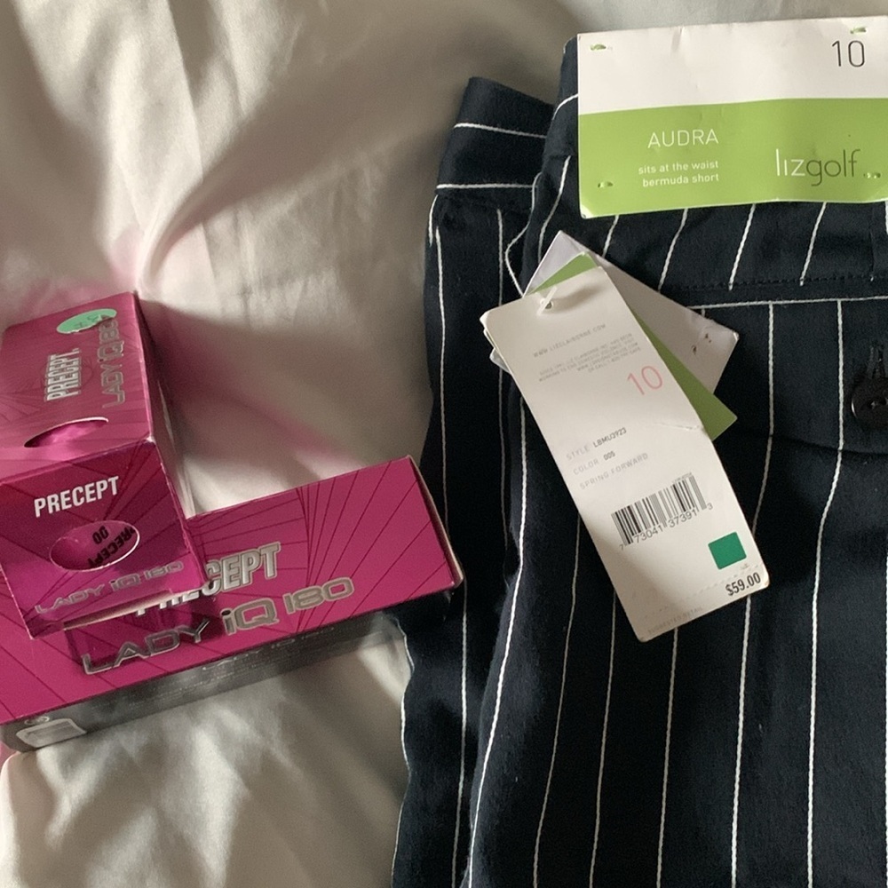 Liz golf NWT stripped Bermuda golf shorts - Picture 2 of 3